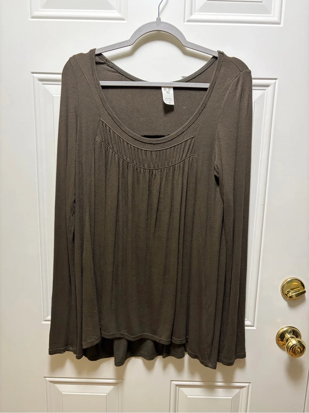 Free People We The Free Love Valley Long Sleeve Top Olive Green ribbed M